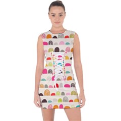 Scandinavian Folk Art Rainbow Road Lace Up Front Bodycon Dress by andStretch