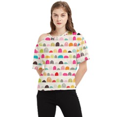 Scandinavian Folk Art Rainbow Road One Shoulder Cut Out Tee by andStretch