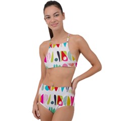 Scandinavian Folk Art Halfsies High Waist Tankini Set by andStretch