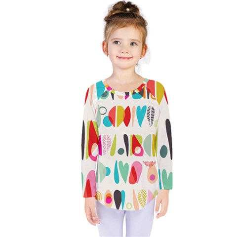 Scandinavian Folk Art Halfsies Kids  Long Sleeve Tee by andStretch