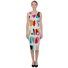 Scandinavian Folk Art Halfsies Sleeveless Pencil Dress by andStretch