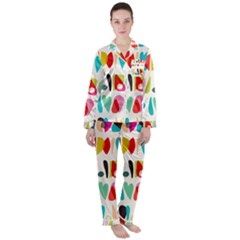 Scandinavian Folk Art Halfsies Satin Long Sleeve Pyjamas Set by andStretch