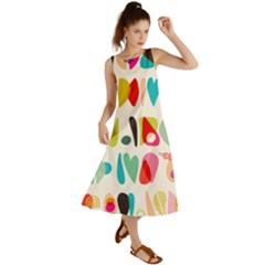 Scandinavian Folk Art Halfsies Summer Maxi Dress by andStretch