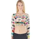 Scandinavian Folk Art Eye Spy Long Sleeve Crop Top View1