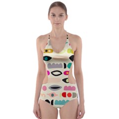 Scandinavian Folk Art Eye Spy Cut-out One Piece Swimsuit by andStretch