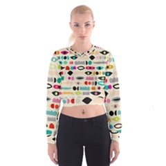 Scandinavian Folk Art Eye Spy Cropped Sweatshirt by andStretch