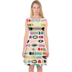 Scandinavian Folk Art Eye Spy Capsleeve Midi Dress by andStretch