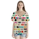 Scandinavian Folk Art Eye Spy V-Neck Flutter Sleeve Top View1