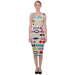 Scandinavian Folk Art Eye Spy Sleeveless Pencil Dress by andStretch