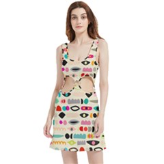 Scandinavian Folk Art Eye Spy Velvet Cutout Dress by andStretch