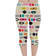 Scandinavian Folk Art Eye Spy Velvet Capri Leggings  by andStretch