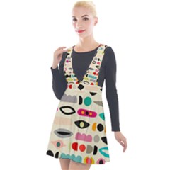 Scandinavian Folk Art Eye Spy Plunge Pinafore Velour Dress by andStretch