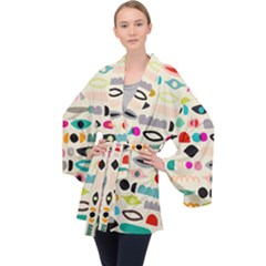 Scandinavian Folk Art Eye Spy Long Sleeve Velvet Kimono  by andStretch