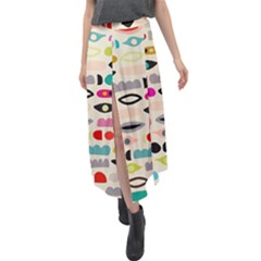 Scandinavian Folk Art Eye Spy Velour Split Maxi Skirt by andStretch