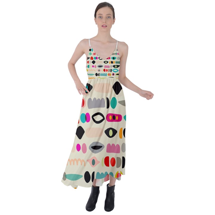 Scandinavian Folk Art Eye Spy Tie Back Maxi Dress