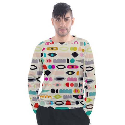 Scandinavian Folk Art Eye Spy Men s Long Sleeve Raglan Tee by andStretch