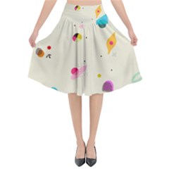 Dots, Spots, And Whatnot Flared Midi Skirt by andStretch