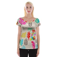 Scandinavian Foliage Fun Cap Sleeve Top by andStretch