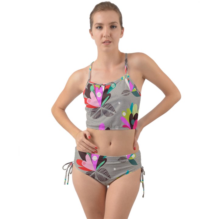 Scandinavian Flower Shower Mini Tank Bikini Set