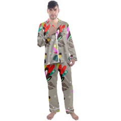 Scandinavian Flower Shower Men s Long Sleeve Satin Pyjamas Set by andStretch