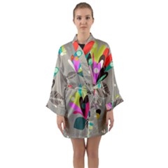 Scandinavian Flower Shower Long Sleeve Satin Kimono by andStretch