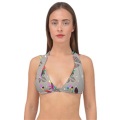 Scandinavian Flower Shower Double Strap Halter Bikini Top by andStretch