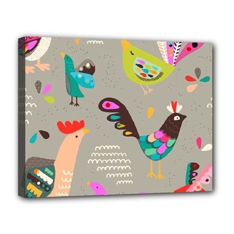 Scandinavian Birds Feather Weather Canvas 14  X 11  (stretched) by andStretch