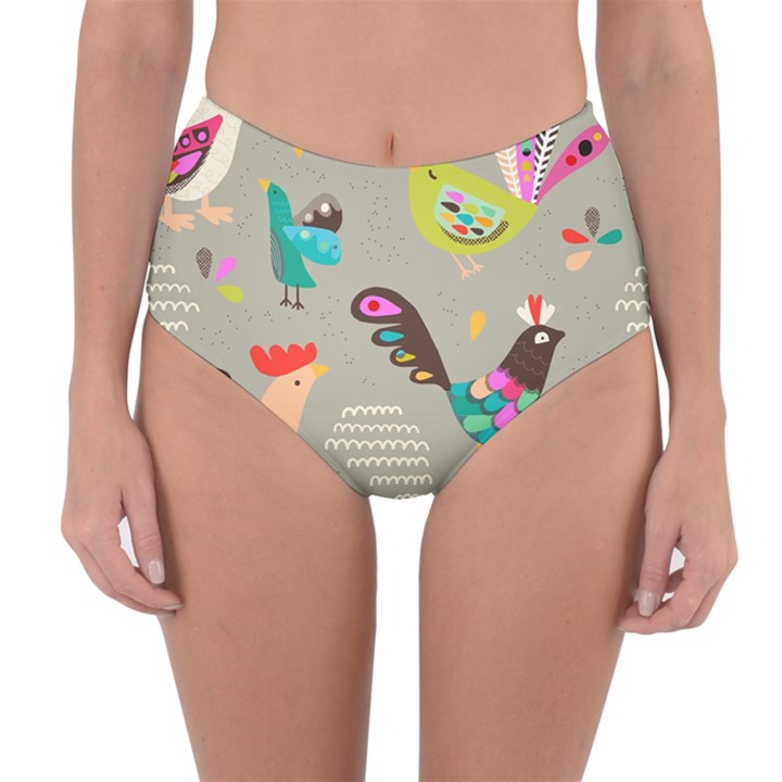 Scandinavian Birds Feather Weather Reversible High-Waist Bikini Bottoms