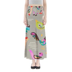 Scandinavian Birds Feather Weather Full Length Maxi Skirt by andStretch