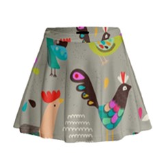 Scandinavian Birds Feather Weather Mini Flare Skirt by andStretch