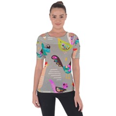 Scandinavian Birds Feather Weather Shoulder Cut Out Short Sleeve Top by andStretch