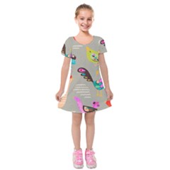 Scandinavian Birds Feather Weather Kids  Short Sleeve Velvet Dress by andStretch