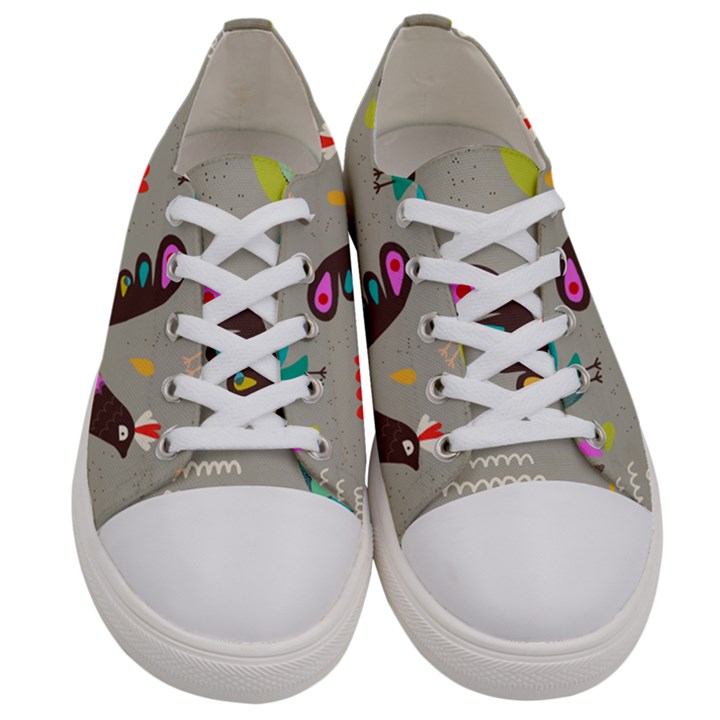 Scandinavian Birds Feather Weather Women s Low Top Canvas Sneakers