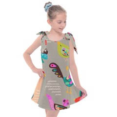 Scandinavian Birds Feather Weather Kids  Tie Up Tunic Dress by andStretch