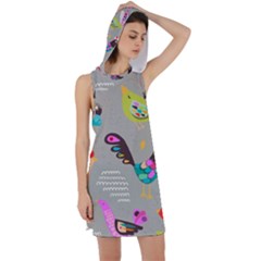 Scandinavian Birds Feather Weather Racer Back Hoodie Dress by andStretch