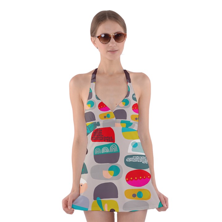 Scandinavian Balancing Act Halter Dress Swimsuit 