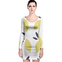 Laser Lemons Long Sleeve Bodycon Dress by andStretch