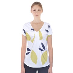 Laser Lemons Short Sleeve Front Detail Top by andStretch