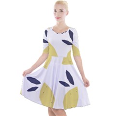 Laser Lemons Quarter Sleeve A-line Dress by andStretch