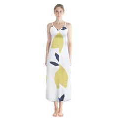 Laser Lemons Button Up Chiffon Maxi Dress by andStretch