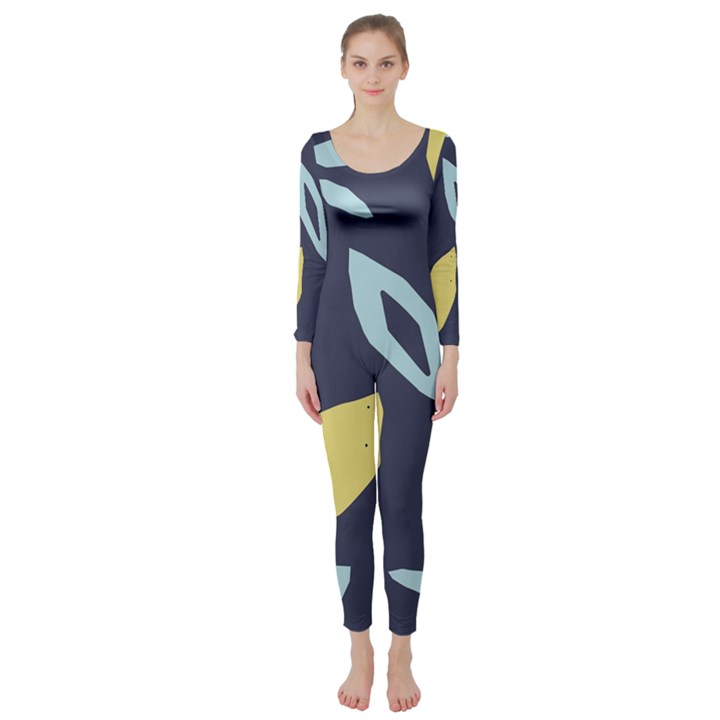 Laser Lemon Navy Long Sleeve Catsuit