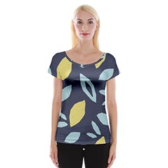 Laser Lemon Navy Cap Sleeve Top by andStretch