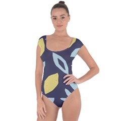 Laser Lemon Navy Short Sleeve Leotard  by andStretch