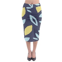 Laser Lemon Navy Midi Pencil Skirt by andStretch