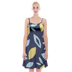 Laser Lemon Navy Spaghetti Strap Velvet Dress by andStretch