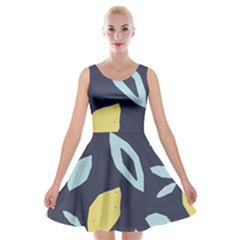 Laser Lemon Navy Velvet Skater Dress by andStretch