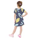 Laser Lemon Navy Kids  Short Sleeve Velvet Dress View2