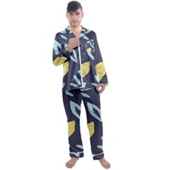 Laser Lemon Navy Men s Long Sleeve Satin Pyjamas Set by andStretch