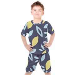 Laser Lemon Navy Kids  Tee And Shorts Set by andStretch