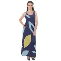 Laser Lemon Navy Sleeveless Velour Maxi Dress by andStretch